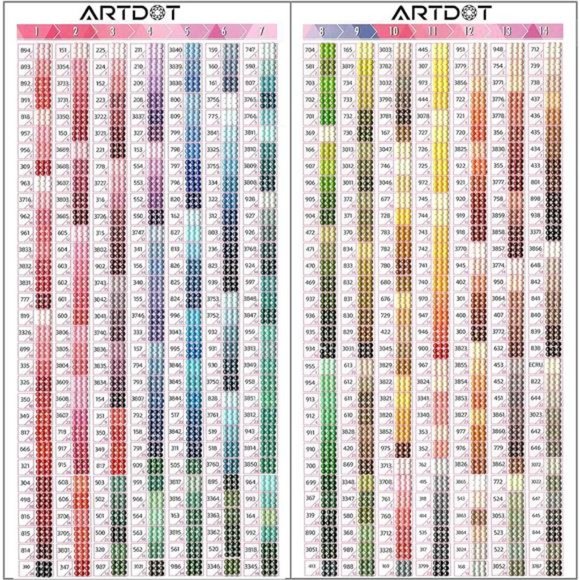 Color Card for Diamond Painting Kits, 5D Diamond Art Reference Tools with DMC - Picture 1 of 7